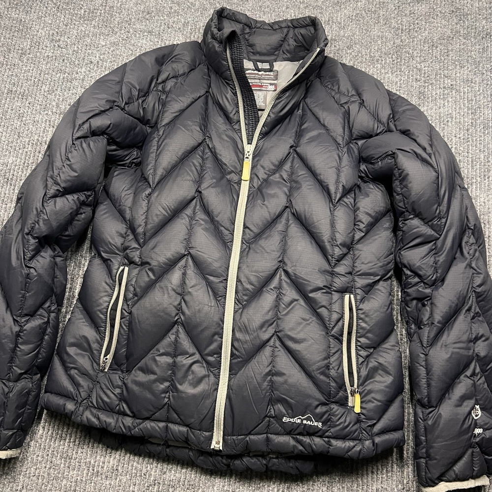 Eddie Bauer 365 Women's Large 800 Fill Power Down Puffer Jacket Navy Blue Zip